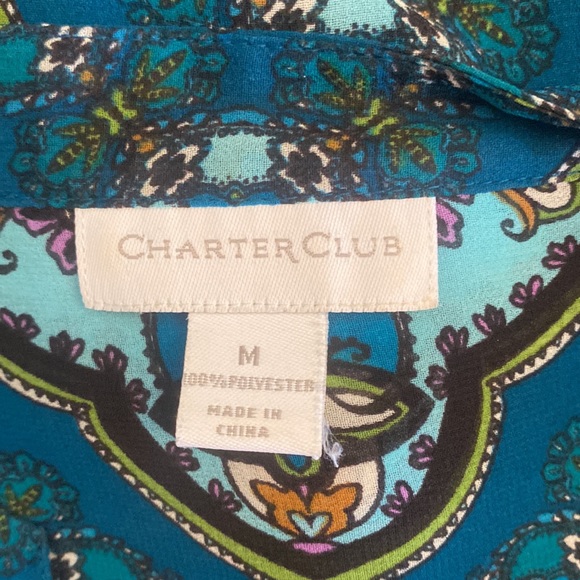 Charter Club Medallion 3/4 Sleeve Blouse - Picture 8 of 9